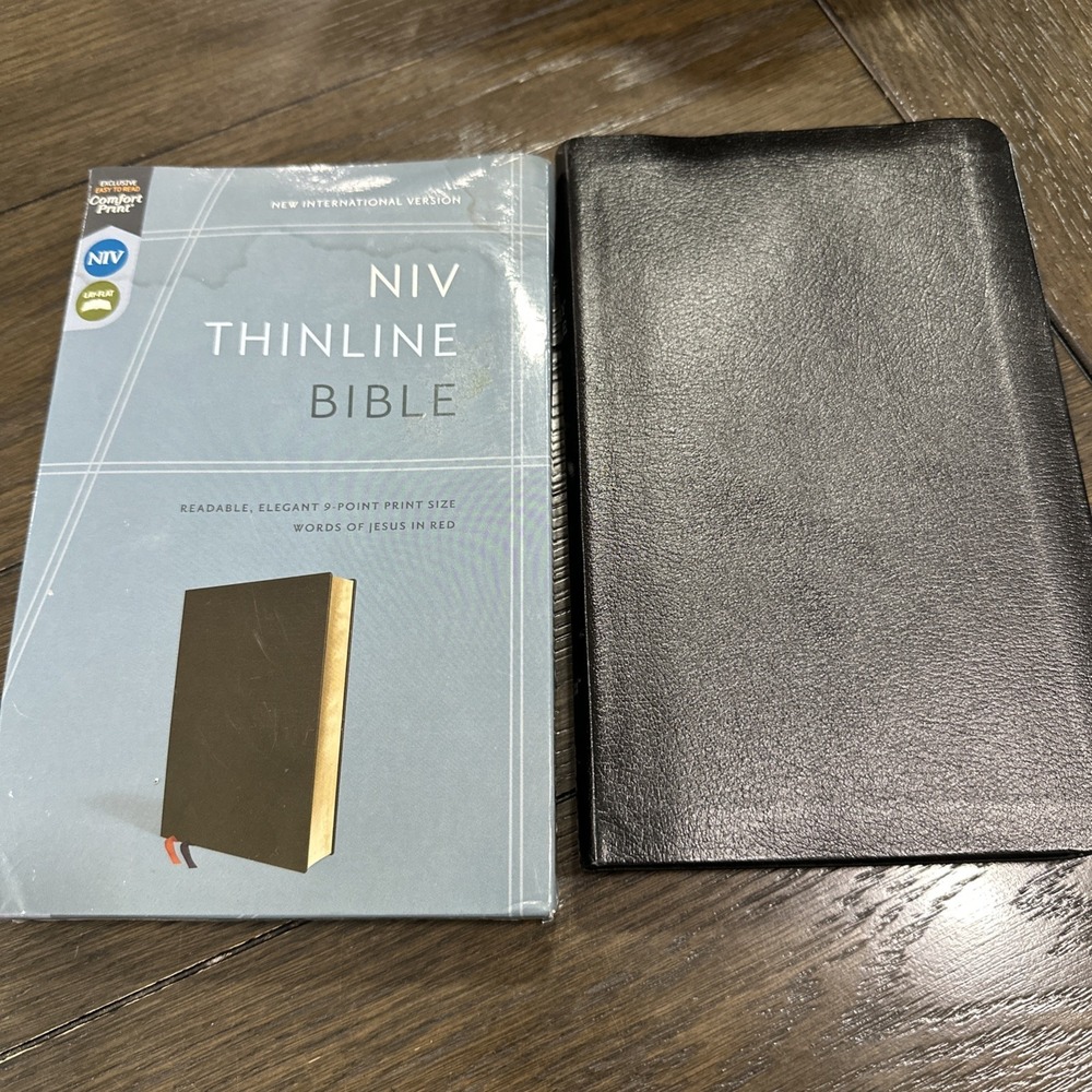 NIV Thinline Bible, Bonded Leather, Black, Red Letter, Comfort Print‎ - NEW